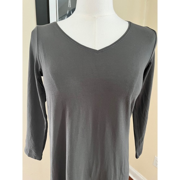 NWT Eileen Fisher Viscose Jersey V-Neck Dress Ash Grey XS NEW - Picture 5 of 7